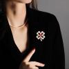 imageRhinestone Heart Clover Leaf Brooch Pin for Women Girls Gold Plated Fashion Colorful Crystal Shamrock Flower Brooches Lapel Pins Lucky Dress Accessories Holiday StPatricks Day Jewelry Gift Mom Dad