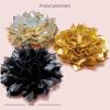 imageElegant Leather Peony Flower Brooch Pin for Women Men Handmade Dainty Imitation Leather Rose Floral Brooches Lapel Pins Glossy Wedding Holiday Christmas Dress Accessories Jewelry GiftBlack