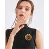 imageElegant Leather Peony Flower Brooch Pin for Women Men Handmade Dainty Imitation Leather Rose Floral Brooches Lapel Pins Glossy Wedding Holiday Christmas Dress Accessories Jewelry GiftGold
