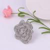 imageRhinestone Rose Brooch Pin for Women Girls Fashion Crystal Big Blossom Flower Brooch Lapel Pins Elegant Dress Accessories Jewelry Boutonniere Corsage for Hat Bag Suit Tie Gift Wedding HolidaySilver Tone