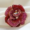 imageRhinestone Rose Brooch Pin for Women Girls Fashion Crystal Big Blossom Flower Brooch Lapel Pins Elegant Dress Accessories Jewelry Boutonniere Corsage for Hat Bag Suit Tie Gift Wedding HolidayPink Red
