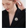 imageRhinestone Rose Brooch Pin for Women Girls Fashion Crystal Big Blossom Flower Brooch Lapel Pins Elegant Dress Accessories Jewelry Boutonniere Corsage for Hat Bag Suit Tie Gift Wedding HolidaySilver Tone