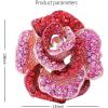 imageRhinestone Rose Brooch Pin for Women Girls Fashion Crystal Big Blossom Flower Brooch Lapel Pins Elegant Dress Accessories Jewelry Boutonniere Corsage for Hat Bag Suit Tie Gift Wedding HolidayPink Red