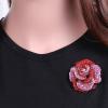 imageRhinestone Rose Brooch Pin for Women Girls Fashion Crystal Big Blossom Flower Brooch Lapel Pins Elegant Dress Accessories Jewelry Boutonniere Corsage for Hat Bag Suit Tie Gift Wedding HolidayPink Red