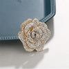 imageRhinestone Rose Brooch Pin for Women Girls Fashion Crystal Big Blossom Flower Brooch Lapel Pins Elegant Dress Accessories Jewelry Boutonniere Corsage for Hat Bag Suit Tie Gift Wedding HolidayGolden
