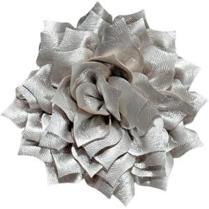 imageElegant Leather Peony Flower Brooch Pin for Women Men Handmade Dainty Imitation Leather Rose Floral Brooches Lapel Pins Glossy Wedding Holiday Christmas Dress Accessories Jewelry GiftSilver