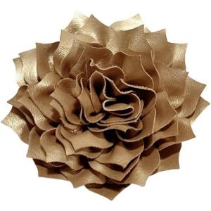 imageElegant Leather Peony Flower Brooch Pin for Women Men Handmade Dainty Imitation Leather Rose Floral Brooches Lapel Pins Glossy Wedding Holiday Christmas Dress Accessories Jewelry GiftGold
