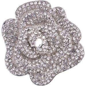 imageRhinestone Rose Brooch Pin for Women Girls Fashion Crystal Big Blossom Flower Brooch Lapel Pins Elegant Dress Accessories Jewelry Boutonniere Corsage for Hat Bag Suit Tie Gift Wedding HolidaySilver Tone