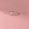 imageAdjustable CZ Heart Safety Pin 925 Sterling Silver Ring for Women Expandable Open Wrap Finger Rings Comfort Fit Dainty Cute Engagement Statement Jewelry Birthday Wedding