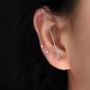 imageMinimalist Ear Wrap Crawler Hook Stud Earrings for Women Girls Men S925 Sterling Silver Hypoallergenic Bar Piercing Ear Cuffs Simple Unique Earring Fashion Personalized Punk Rock JewelrySilvery