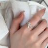imageCZ Mermaid Silver Ring for Women Adjustable Layered Dophin Fish Tail Shell Pearl Open Wrap Finger Rings Comfort Fit Dainty Birthday Wedding Anniverary Jewelry Silver