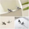 imageCute Bumble Bee Earrings Studs for Women Men S925 Sterling Silver Tiny Lovely Honey Queen Bee Mini Insect Animal Post Stud Earring Hypoallergenic Piercing Ear Huggie Delicate Unisex