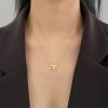imageGold Coin Honeycomb Pendant Choker Necklace for Women Teen Girls  S925 Sterling Silver Dainty Crystal CZ Diamond Queen Bee Bumble Hive BFF Long Chain Cute Animal Charm Jewelry GiftBee