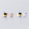 imageLittle Cute Bee Flower Earrings for Teen Girls 925 Sterling Silver Crystal Enamle Tiny Small Animal Bumble Honey Bees Studs Tragus Post Asymmetrical Hypoallergenic Earring for Daughter Rose Gold
