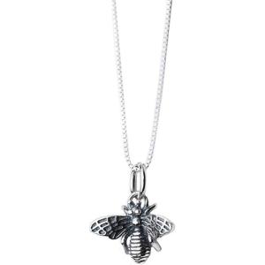 imageDtja Vintage Bee Necklace for Women Girls Men 925 Sterling Silver Oxidized Charm Bumblebee Honeybee Pendant Choker Necklaces Adjustable Box Chain 18 inches Fashion Punk Retro Jewelry