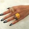 imageDtja Trendy Acrylic Chunky Wide Band Rings Set for Women Resin Statement Geometric Chevron Cocktail Party Finger Ring Comfort Fit Lightweight Vintage Exaggerated Y2K Jewelry 2PCS Size 89