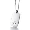 imageStainless Steel Paw Print Necklace for Women Men Dog Tag Personalized Polished Cat Pet Pawprint Pendant Charm Chain Minimalist Geometrical Rectangular Necklaces 20 inches