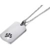 imageStainless Steel Paw Print Necklace for Women Men Dog Tag Personalized Polished Cat Pet Pawprint Pendant Charm Chain Minimalist Geometrical Rectangular Necklaces 20 inches