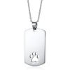imageStainless Steel Paw Print Necklace for Women Men Dog Tag Personalized Polished Cat Pet Pawprint Pendant Charm Chain Minimalist Geometrical Rectangular Necklaces 20 inches