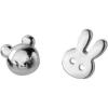 imageTiny Rabbit Bear Asymmetrical Earrings Cute Pet Sterling Silver Stud Earrings for Women Teen Girls Hypoallergenic Sensitive Ears Mini Bunny Lucky Post for Little Girls