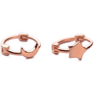 imageAsymmetrical Star Moon Small Hoop Earrings for Women Girls 925 Sterling Silver Charms Tiny Minimalist Crescent Moon Star Cartilage Clip Cuff Stud Earrings Fashion DelicateRoseGoldToned