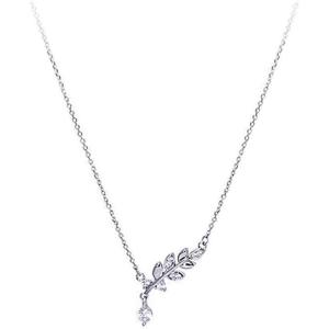imageCZ Olive Leaf Pendant Necklace for Women Girls 925 Sterling Silver Cubic Zirconia Crystal Leaves Branch Charm Chain Choker Necklaces Dainty Elegant Birthday Wedding Anniversary Jewelry Gift