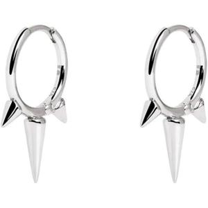 imageFashion Spike Sterling Silver Hoop Earrings for Women Girls Men Hypoallergenic Minimalist Huggie Small Sleeper Hoops Cartilage Cuff Helix Stud Wrap Personalized Punk JewelrySilverToned