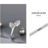 image20g Tiny CZ Leaf Cartilage Stud Earrings for Women Girls 925 Sterling Silver Crystal Leaves Cuff Wrap Helix Hypoallergenic Ball Piercing Fashion Dainty Jewelry Gifts for Friends
