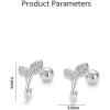 image20g Tiny CZ Leaf Cartilage Stud Earrings for Women Girls 925 Sterling Silver Crystal Leaves Cuff Wrap Helix Hypoallergenic Ball Piercing Fashion Dainty Jewelry Gifts for Friends
