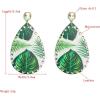 imageBoho Leather Teardrop Earrings for Women Girls Leaf Flower Printing AB Crystal Long Big Summer Statement Drop Dangle Hook Stud Handmade Lightweight Bohemian Antique Beachy Jewelry Palm Leaves