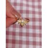 imageCZ Bee 925 Sterling Silver Ring for Women 14K Gold Plated Cubic Zirconia Crystal Texture Animal Honeybee Statement Open Band Rings Comfort Fit Adjustable Expandable Finger Jewelry Dainty
