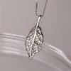 imageCZ Leaf Pendant Necklace for Women Girls 925 Sterling Silver Dainty Crystal Charms Drop Adjustable Link Chain Choker Necklaces Fashion Jewelry Gifts for Her 17 Inch