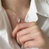imageCZ Leaf Pendant Necklace for Women Girls 925 Sterling Silver Dainty Crystal Charms Drop Adjustable Link Chain Choker Necklaces Fashion Jewelry Gifts for Her 17 Inch