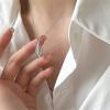 imageCZ Leaf Pendant Necklace for Women Girls 925 Sterling Silver Dainty Crystal Charms Drop Adjustable Link Chain Choker Necklaces Fashion Jewelry Gifts for Her 17 Inch