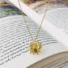 imageCute Flower Bee Necklace for Women Girls Sterling Silver 14K Gold Plated Cubic Zirconia Crystal Sunflower Honeybee Animal Pendant Choker Charm Link Chain Dainty Holiday Birthday