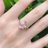 imageDelicate CZ Petal Flower Statement Ring for Women 14K Gold Plated Colorful Crystal Teardrop Leaf Cluster Band Finger Rings Comfort Fit Cute Elegant Wedding Promise Birthday Jewelry for Friend Size 8