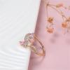 imageDelicate CZ Petal Flower Statement Ring for Women 14K Gold Plated Colorful Crystal Teardrop Leaf Cluster Band Finger Rings Comfort Fit Cute Elegant Wedding Promise Birthday Jewelry for Friend Size 8