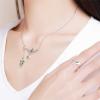 imageDtja Crystal Olive Leaf Hummingbird Necklace for Women 925 Sterling Silver Green Rhinestone Ball Bead Oxidized Bird Pendant Necklace Adjustable Chain Fashion Retro Jewelry for Mother Aunt Ladies