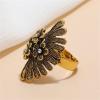 imageDtja Vintage CZ Flower Leaf Statement Ring for Women Boho Antique Crystal Beaded Expandable Open Wrap Finger Rings Adjustable Comfort Fit Indian Bollywood Style Y2K Jewelry