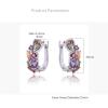 imageHuggie Austrian Crystal Hoop Earrings AAA Cubic Zirconia Lever Back Earring for Women Girls Silver Plated Crystal Teardrop Leaf Cluster Elegant Wedding Birthday Party Jewelry Gift Colorful