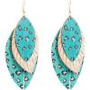 imageBoho Layered Leather Leaf Earrings for Women Vintage Leopard Print Long Big Summer Statement Drop Dangle Hook Stud Lightweight Vintage Bohemian Beachy Jewelry Green