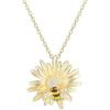 imageCute Flower Bee Necklace for Women Girls Sterling Silver 14K Gold Plated Cubic Zirconia Crystal Sunflower Honeybee Animal Pendant Choker Charm Link Chain Dainty Holiday Birthday