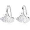 imageGinko Leaf Drop Earrings for Women S925 Sterling Silver Pierced Ear Fashion Minimalist Simple Cute Ginkgo Leaf Short Dangle Stud Hook Nickel Free Earring Birthday Christmas for Best Friend