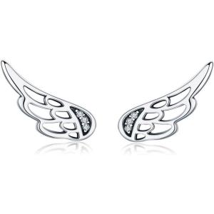 imageCZ Climber Crawler Angel Wings Cuff Earrings for Women S925 Sterling Silver Piercing Ear Dainty Crystal Diamond Wrap Studs Post Hypoallergenic Huggie Earrings Jewelry Birthday Wedding Gifts