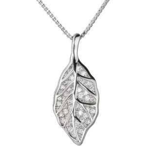 imageCZ Leaf Pendant Necklace for Women Girls 925 Sterling Silver Dainty Crystal Charms Drop Adjustable Link Chain Choker Necklaces Fashion Jewelry Gifts for Her 17 Inch