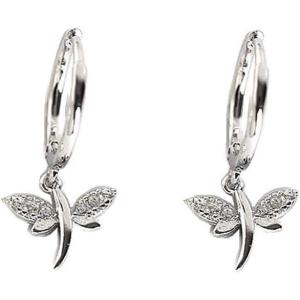 imageCrystal Dragonfly Dangle Hoop Earrings for Women Teen Girls S925 Sterling Silver with Charms CZ Diamond Drop Cartilage Cute Jewelry Delicate Fashion Birthday Gift Best FriendSilverToned