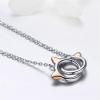 imageInfinity Love Heart Cat Necklace for Women Girls 925 Sterling Silver TwoTone Hollow out Mother and Daughter Kitten Ear Pendant Choker Necklace Double Interlocking Circles Jewelry Cute Delicate