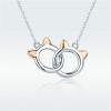 imageInfinity Love Heart Cat Necklace for Women Girls 925 Sterling Silver TwoTone Hollow out Mother and Daughter Kitten Ear Pendant Choker Necklace Double Interlocking Circles Jewelry Cute Delicate