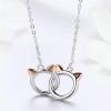 imageInfinity Love Heart Cat Necklace for Women Girls 925 Sterling Silver TwoTone Hollow out Mother and Daughter Kitten Ear Pendant Choker Necklace Double Interlocking Circles Jewelry Cute Delicate