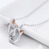 imageInfinity Love Heart Cat Necklace for Women Girls 925 Sterling Silver TwoTone Hollow out Mother and Daughter Kitten Ear Pendant Choker Necklace Double Interlocking Circles Jewelry Cute Delicate